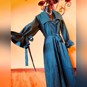 Elegant Teal Trench Dress